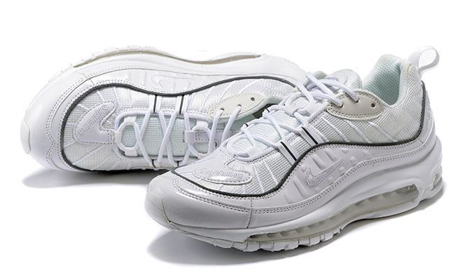 Nike Air Max 98 Supreme x White, белые, кожа, текстиль, мужские, женские