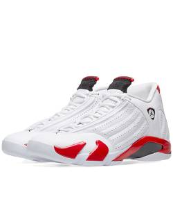 Nike Air Jordan 14 Retro, белый с красным, кожа, мужские