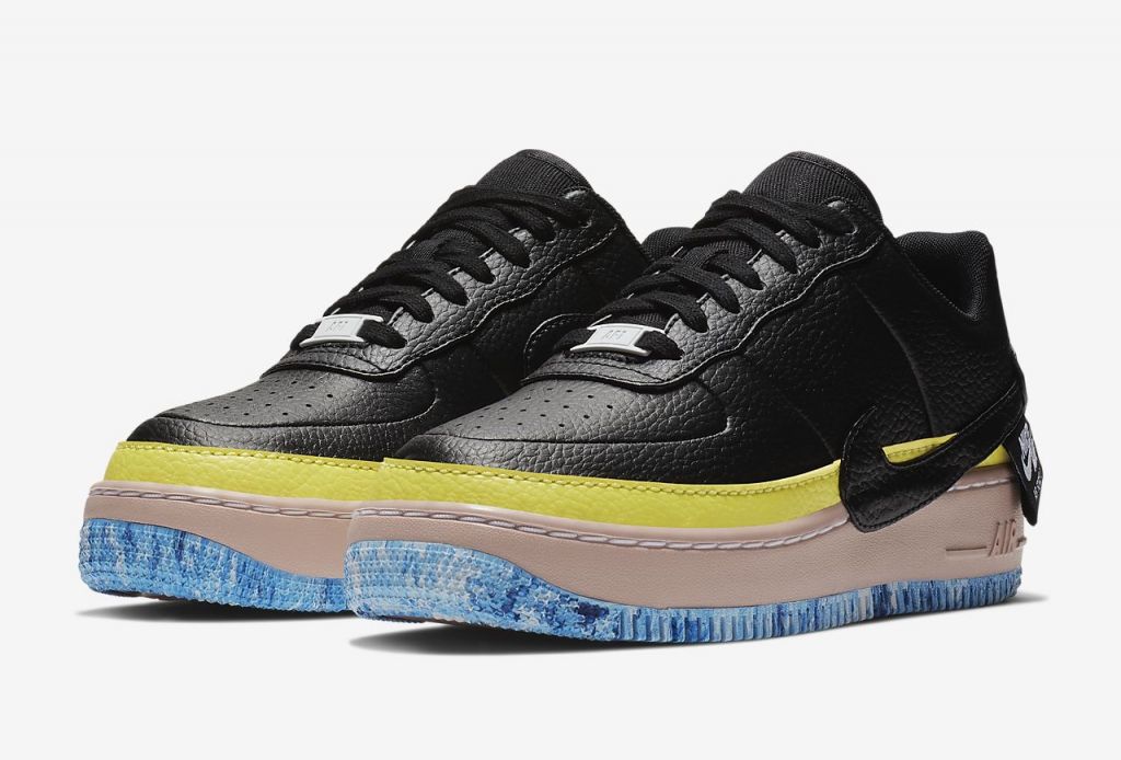 Nike Air Force 1 LV8 VT, черный с желтым, кожа, женские